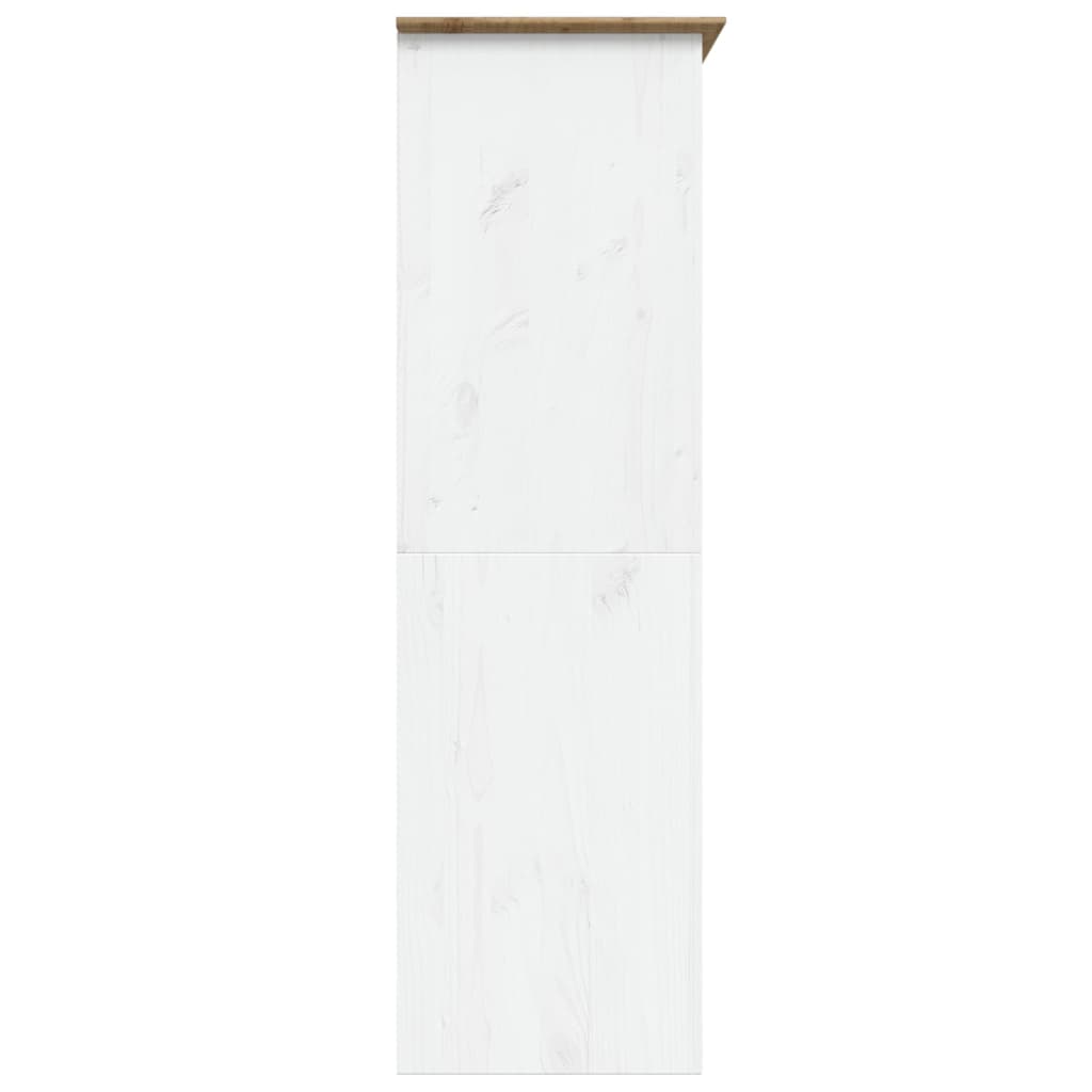 Knygų spinta BODO, balta/ruda, 146x53,5x173 cm, pušies masyvas