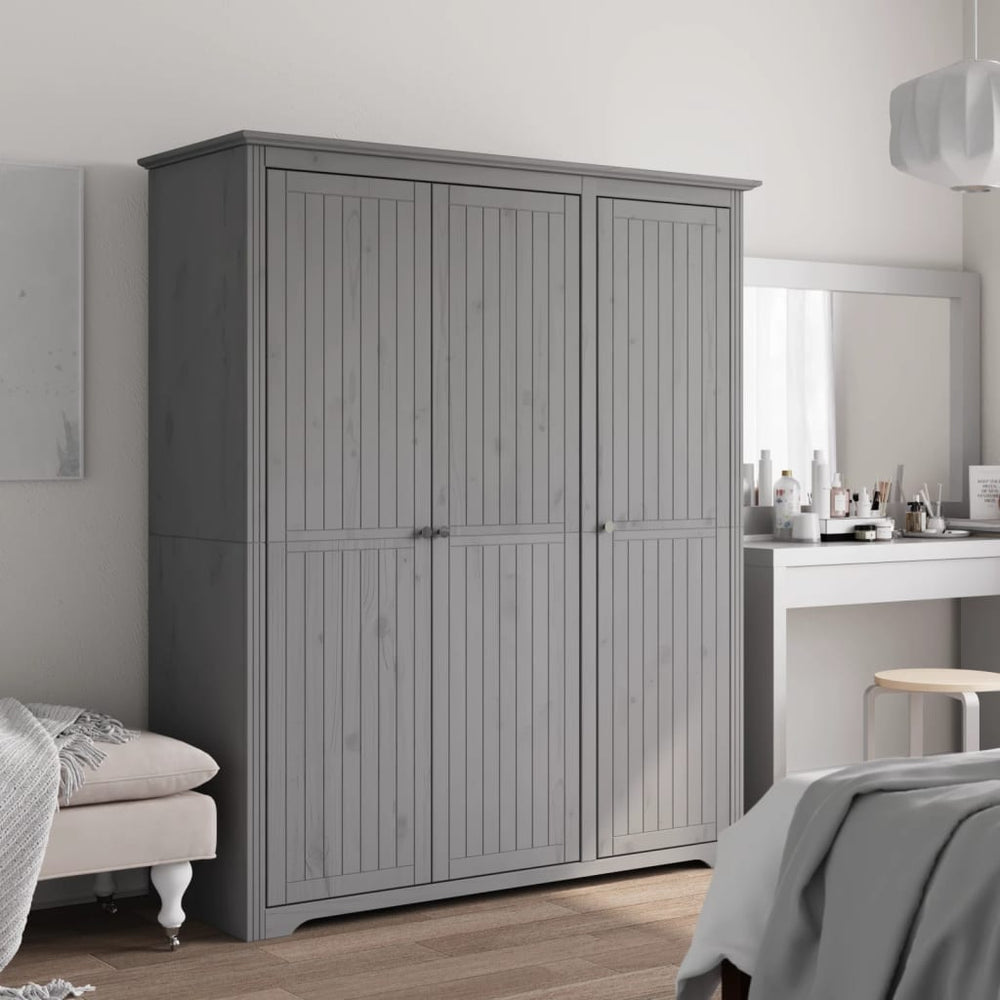 Wardrobe BODO, grey, 146x53.5x173 cm, solid pine