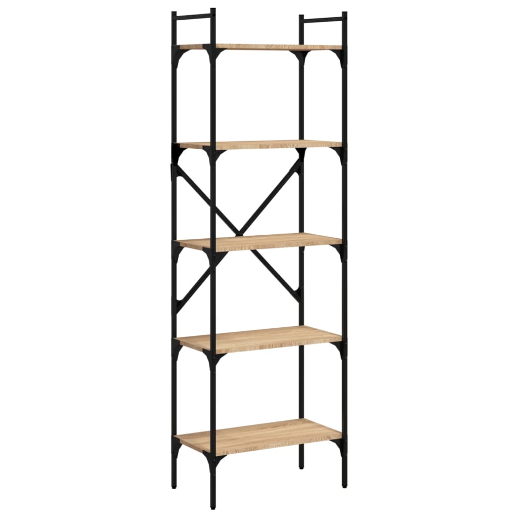 Bookcase, 5-tier, oak, 56x31.5x174cm, engineered wood