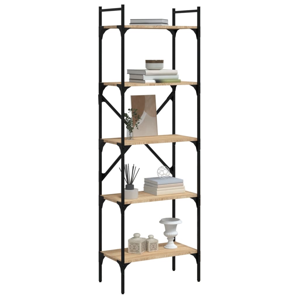 Bookcase, 5-tier, oak, 56x31.5x174cm, engineered wood