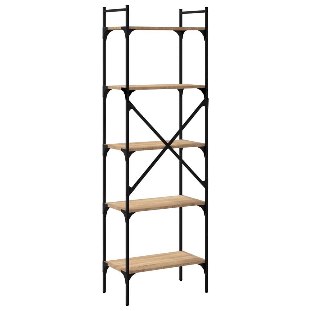 Bookcase, 5-tier, oak, 56x31.5x174cm, engineered wood