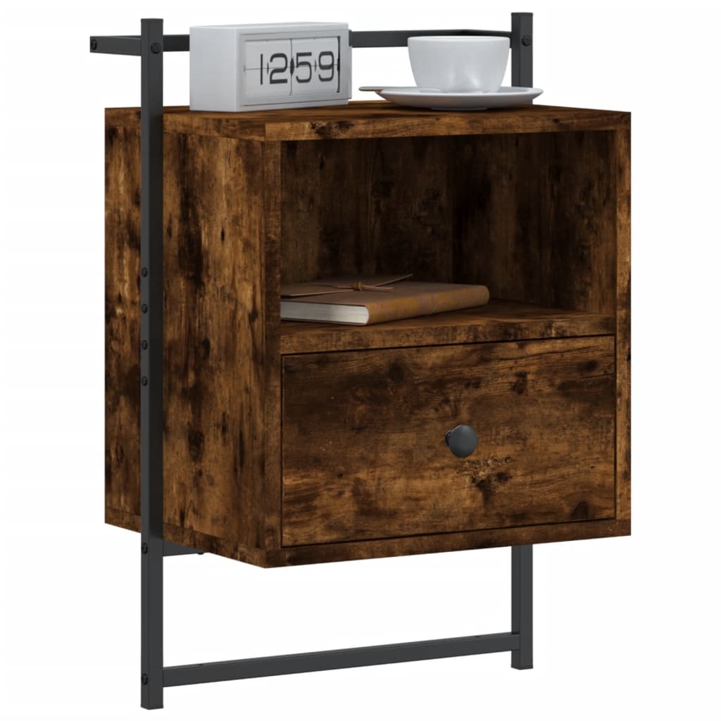 Wall-mounted nightstand, smoky, 40x30x61cm, engineered wood