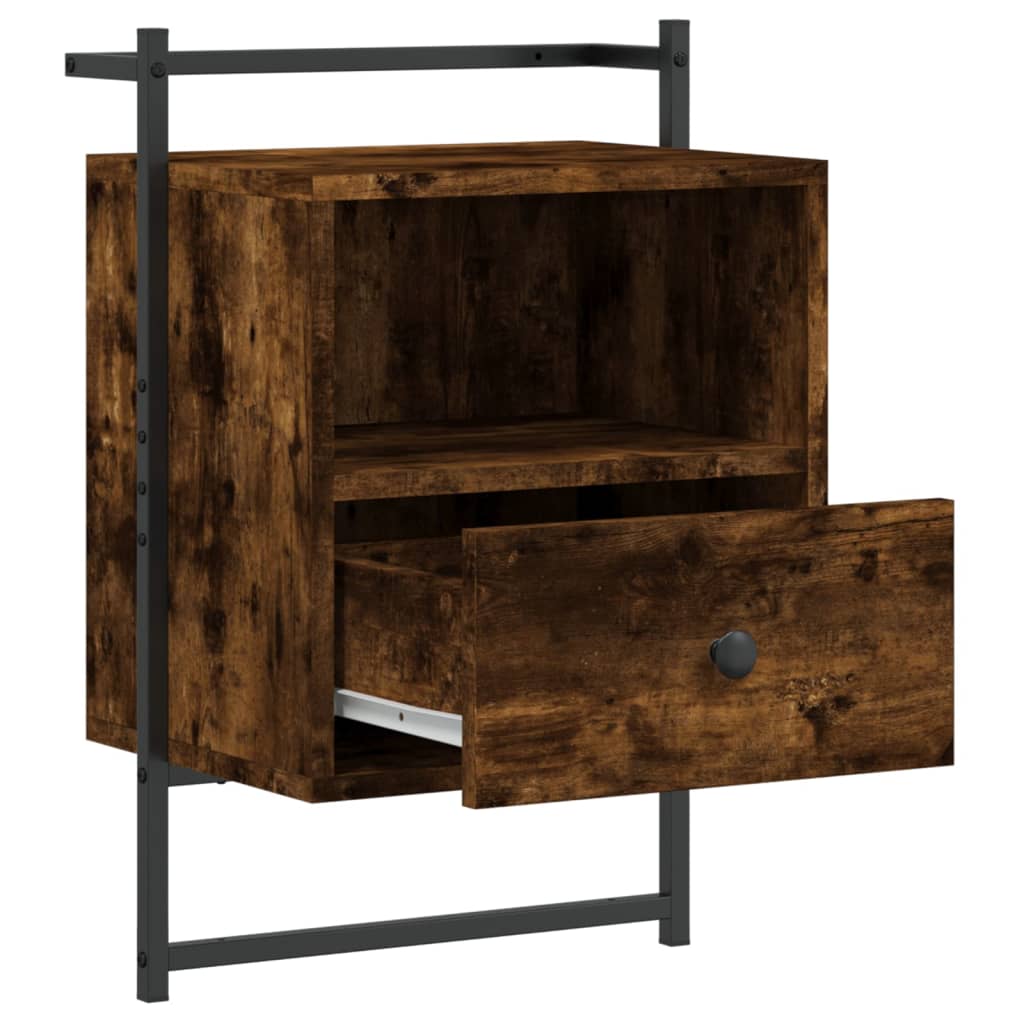 Wall-mounted nightstand, smoky, 40x30x61cm, engineered wood
