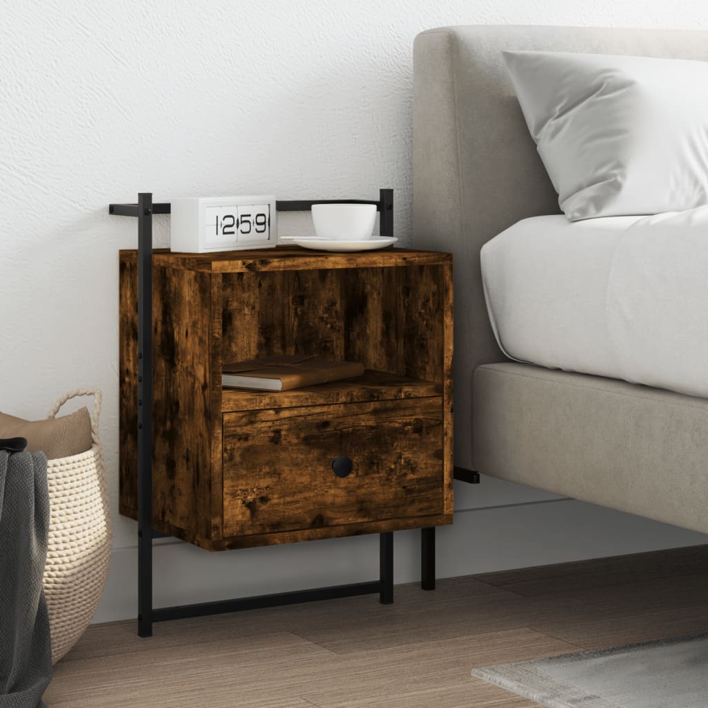 Wall-mounted nightstand, smoky, 40x30x61cm, engineered wood
