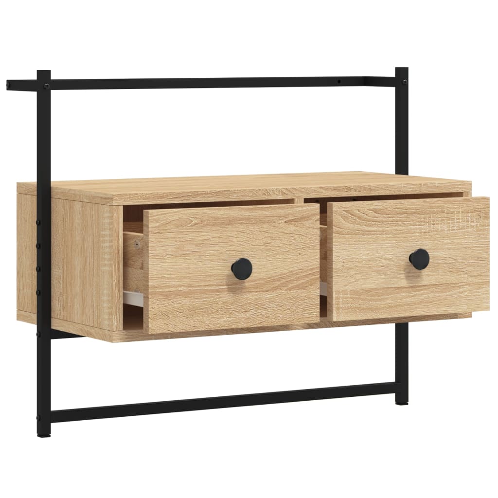 Wall-mounted TV cabinet, oak, 60.5x30x51cm, wood