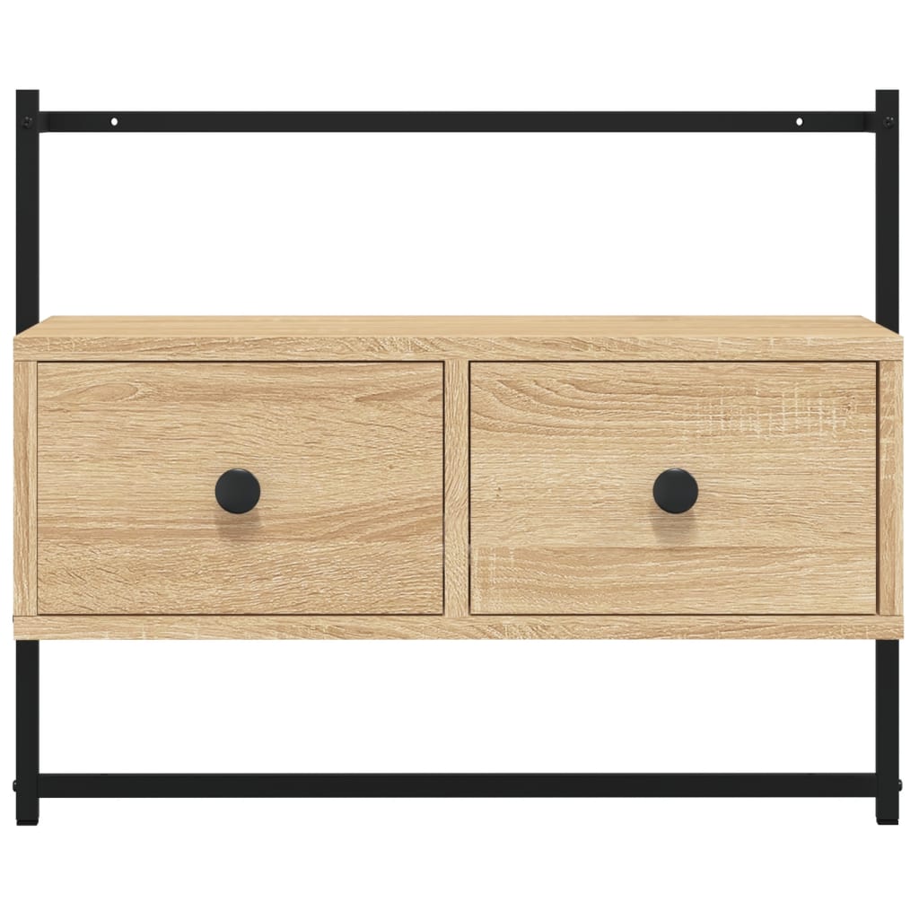 Wall-mounted TV cabinet, oak, 60.5x30x51cm, wood