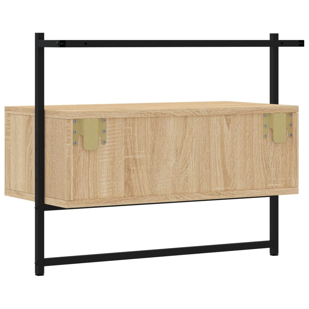 Wall-mounted TV cabinet, oak, 60.5x30x51cm, wood