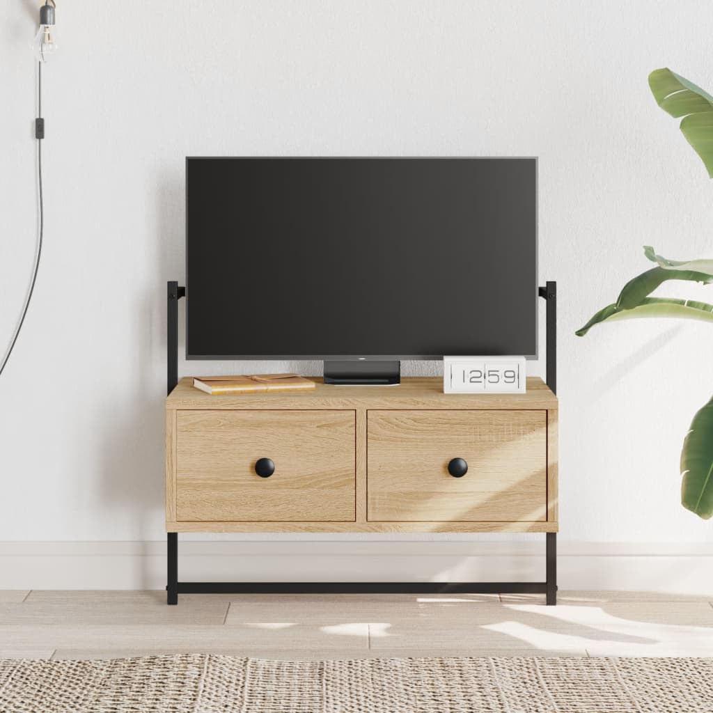 Wall-mounted TV cabinet, oak, 60.5x30x51cm, wood
