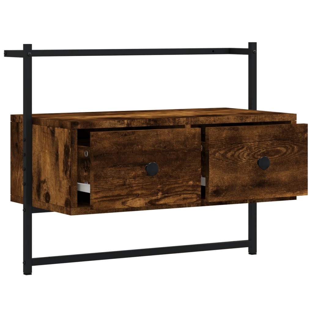 Wall-mounted TV cabinet, smoked, 60.5x30x51cm, wood