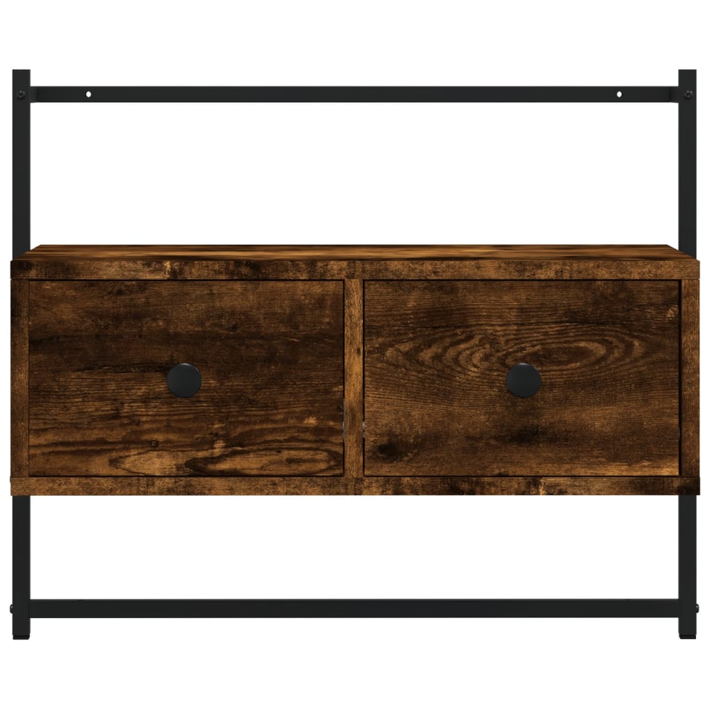 Wall-mounted TV cabinet, smoked, 60.5x30x51cm, wood