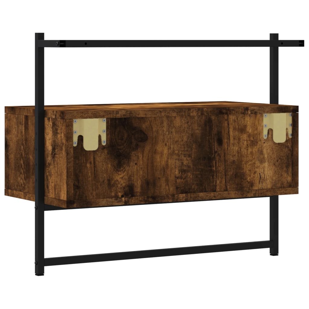 Wall-mounted TV cabinet, smoked, 60.5x30x51cm, wood