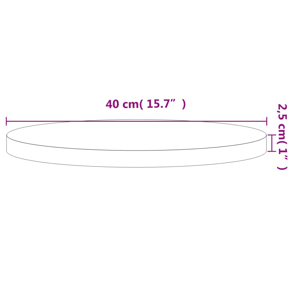 Tabletop, 40x2.5cm, solid beech wood, round