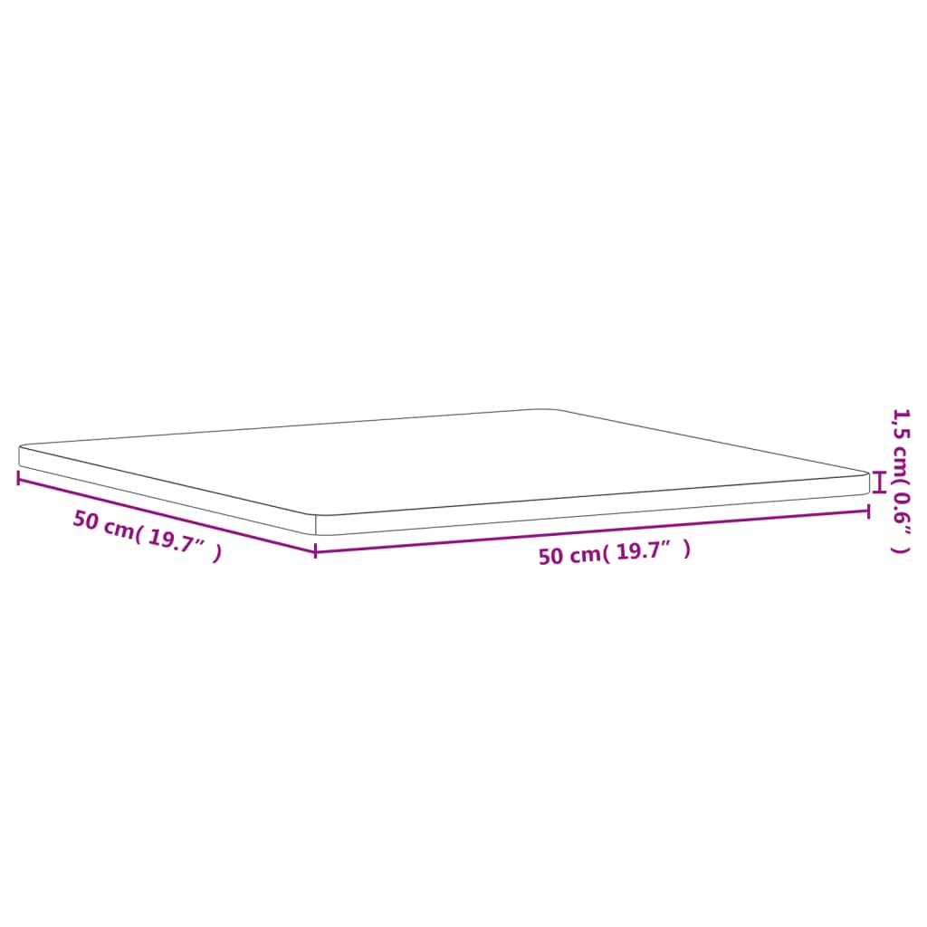 Tabletop, 50x50x1.5 cm, solid beech, square