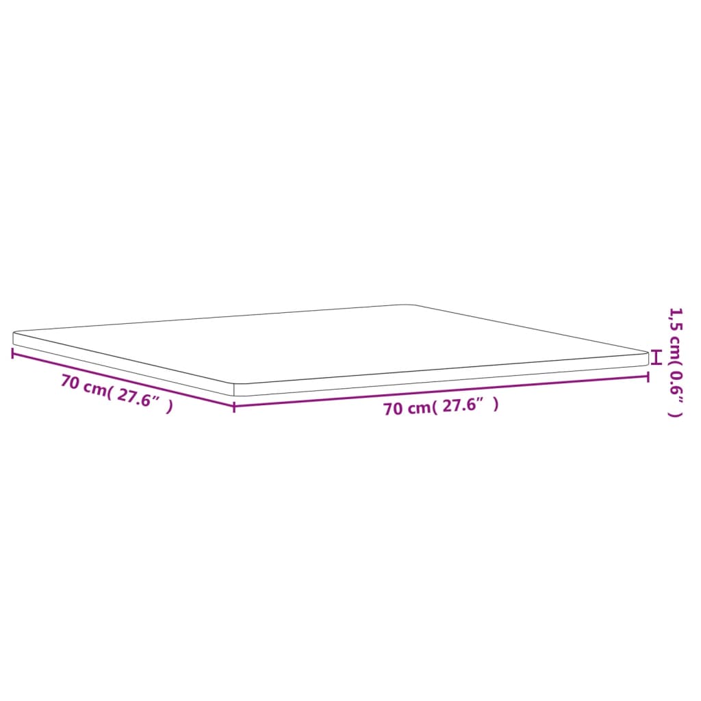 Tabletop, 70x70x1.5 cm, solid beech, square