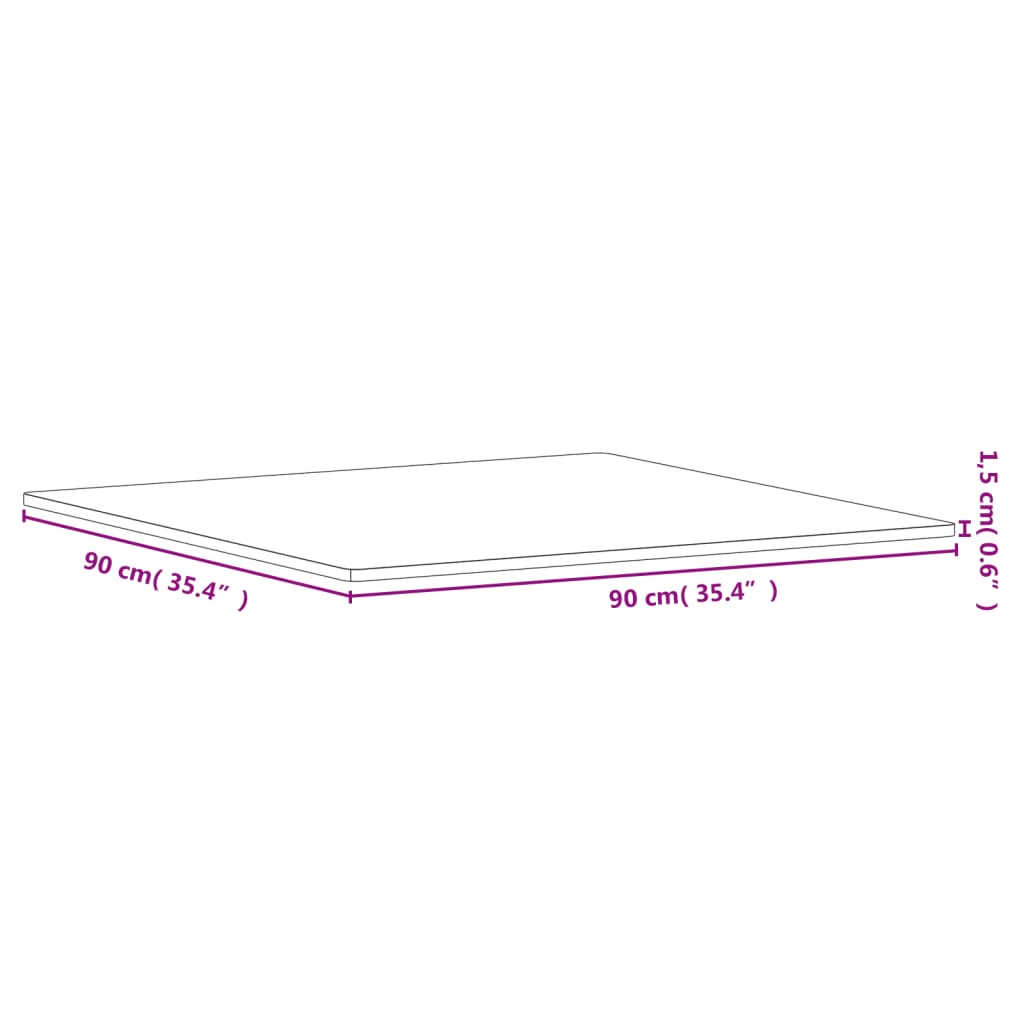 Tabletop, 90x90x1.5 cm, solid beech, square