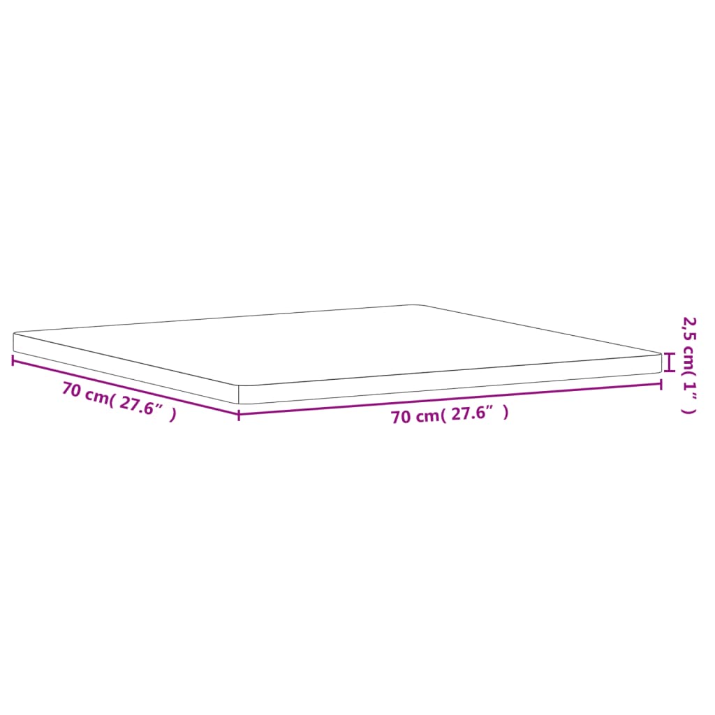 Worktop, 70x70x2.5cm, solid beech, square
