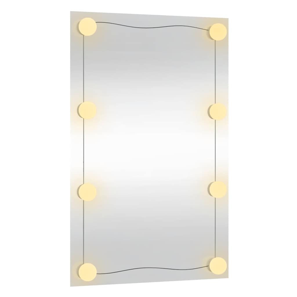 Sieninis veidrodis su LED lemputėmis, 40x60cm, stiklas