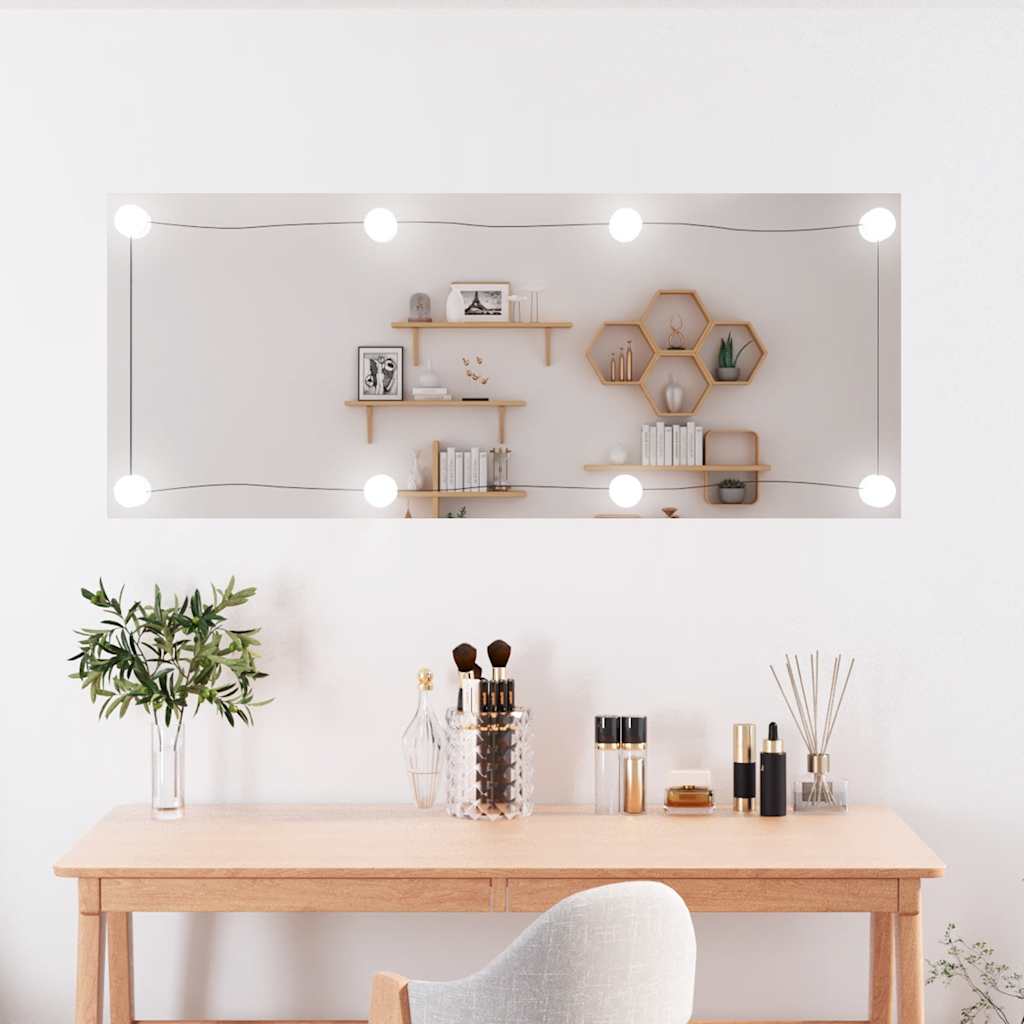 Wall mirror with LED lights, 40x100cm, glass
