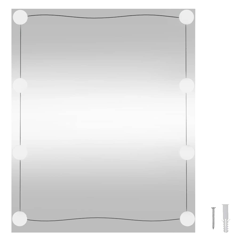 Sieninis veidrodis su LED lemputėmis, 50x60cm, stiklas