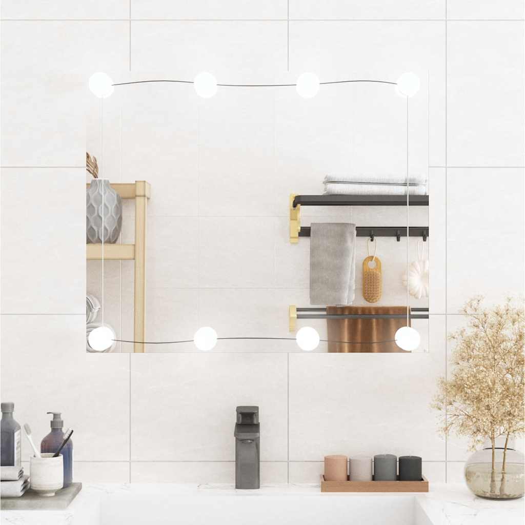 Sienas spogulis ar LED apgaismojumu, 50x60cm, stikls