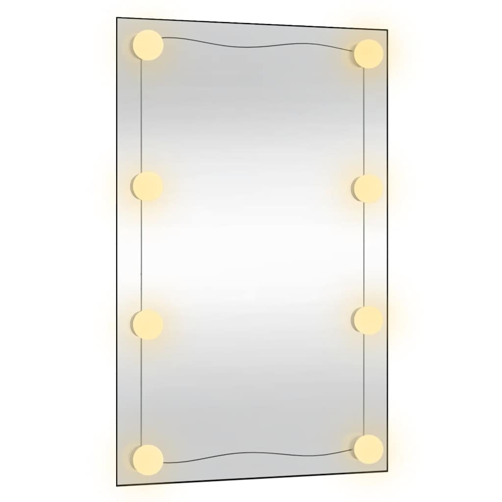 Sieninis veidrodis su LED lemputėmis, 50x80cm, stiklas