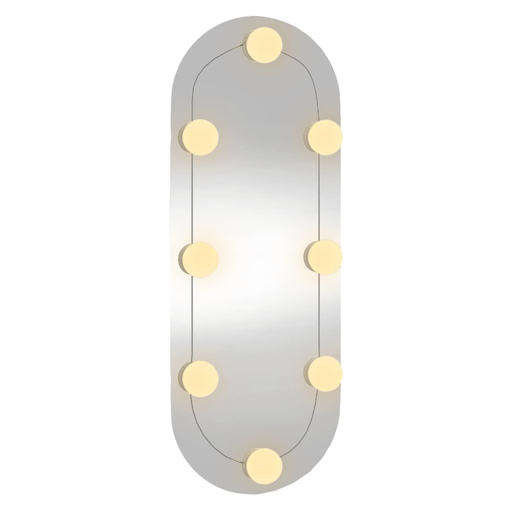 Sieninis veidrodis su LED lemputėmis, 20x50cm, stiklas