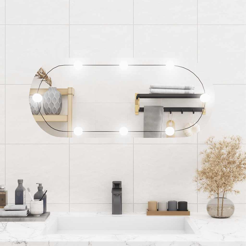 Sienas spogulis ar LED apgaismojumu, 35x80cm, stikls