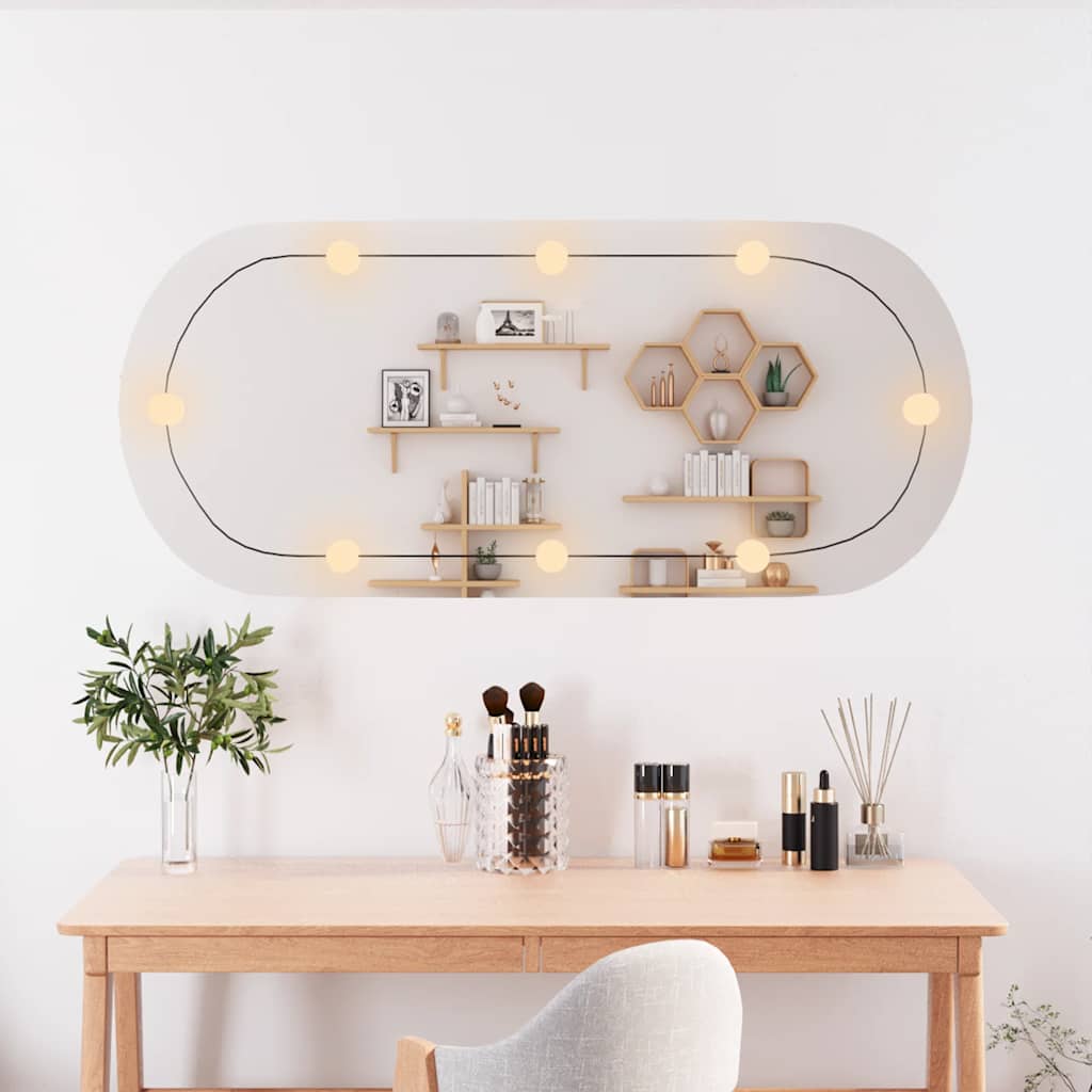 Wall mirror with LED lights, 45x100cm, glass