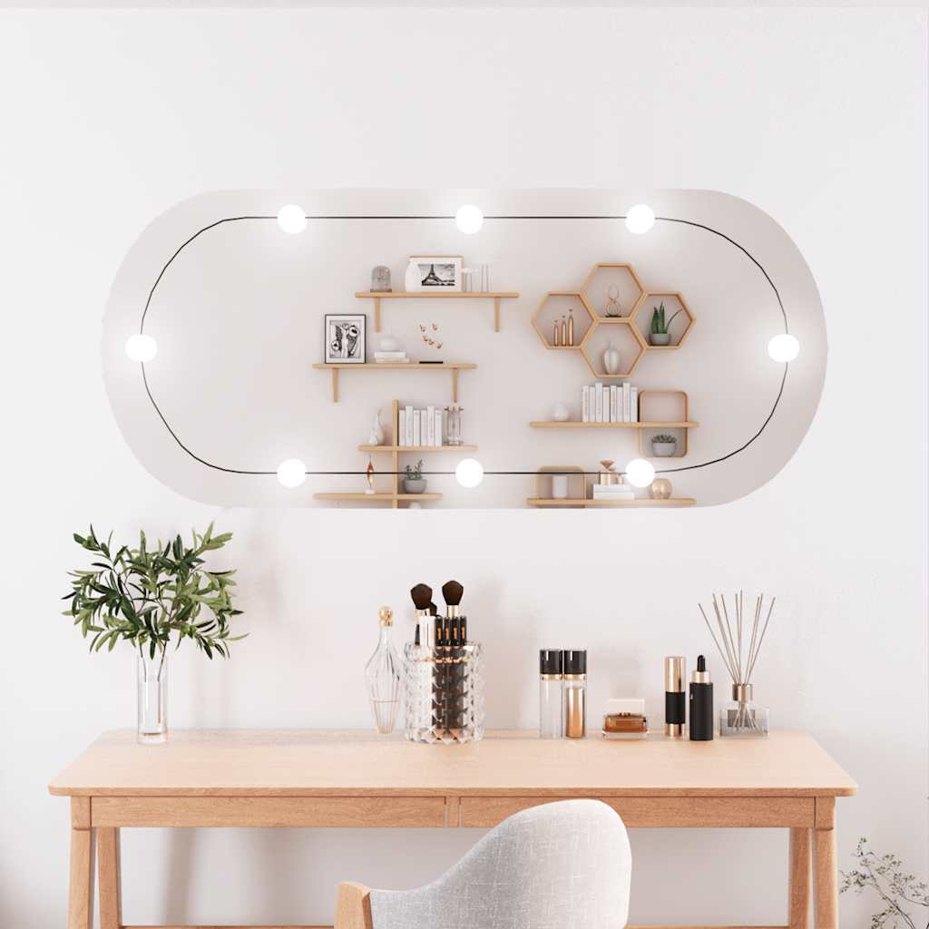 Wall mirror with LED lights, 45x100cm, glass