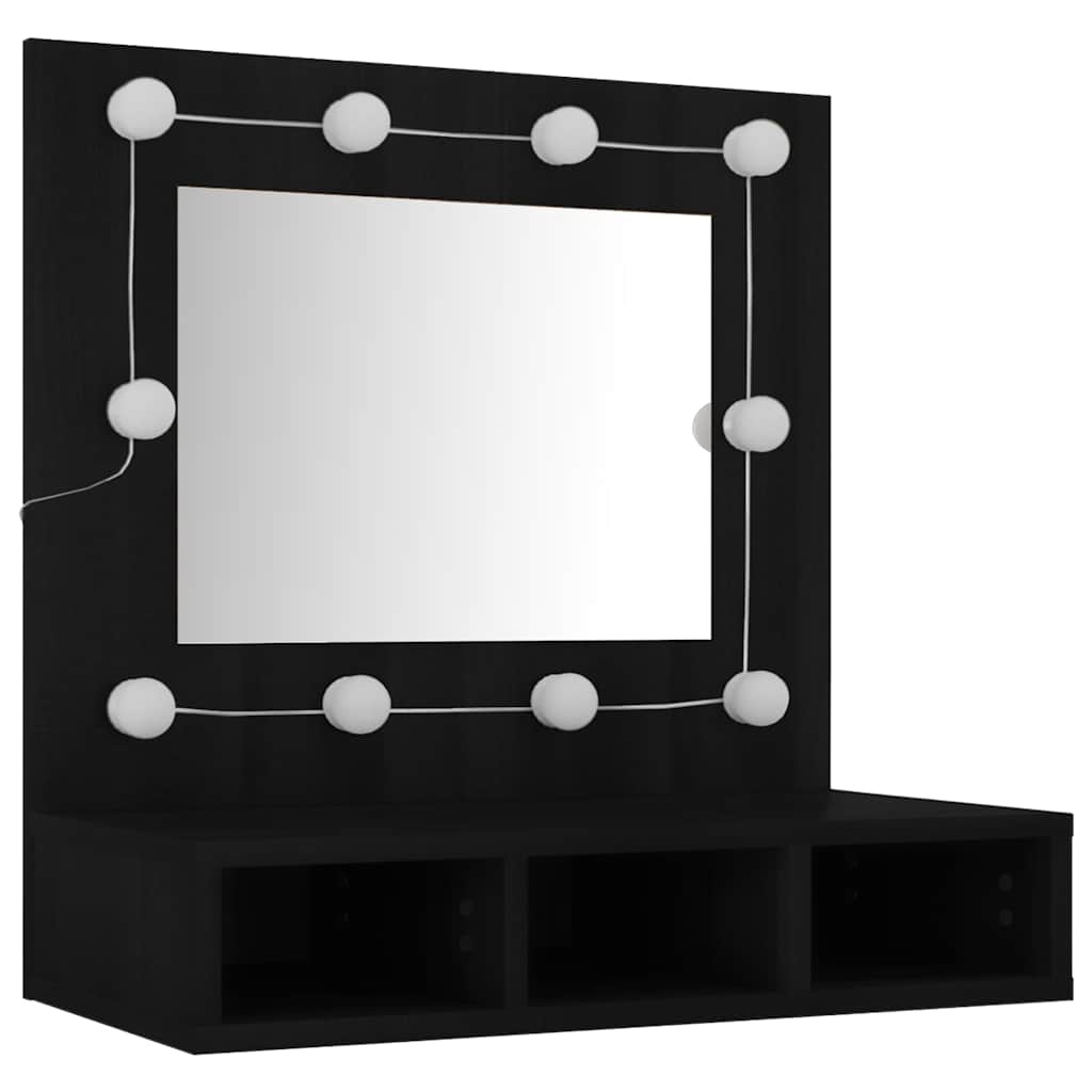 Spoguļskapītis ar LED apgaismojumu, melns, 60x31,5x62 cm