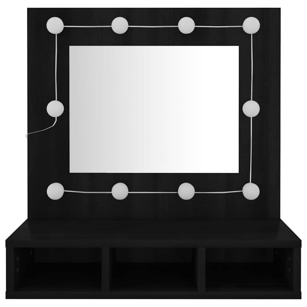 Spoguļskapītis ar LED apgaismojumu, melns, 60x31,5x62 cm