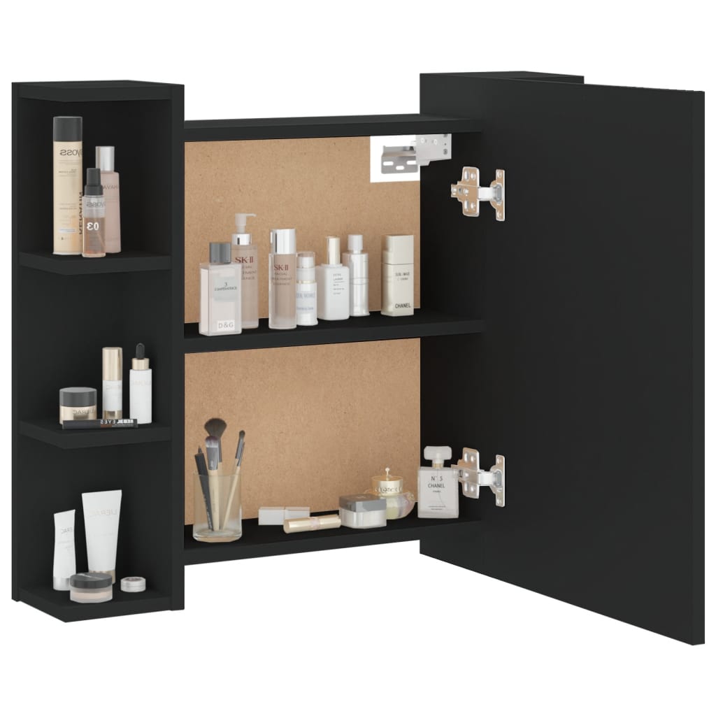 LED mirrored cabinet, black, 70x16.5x60cm