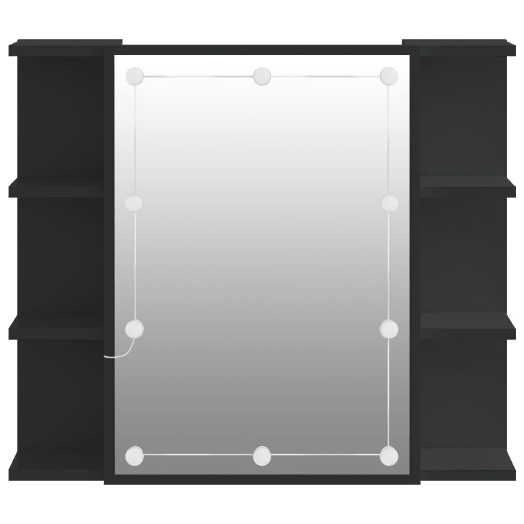 LED mirrored cabinet, black, 70x16.5x60cm