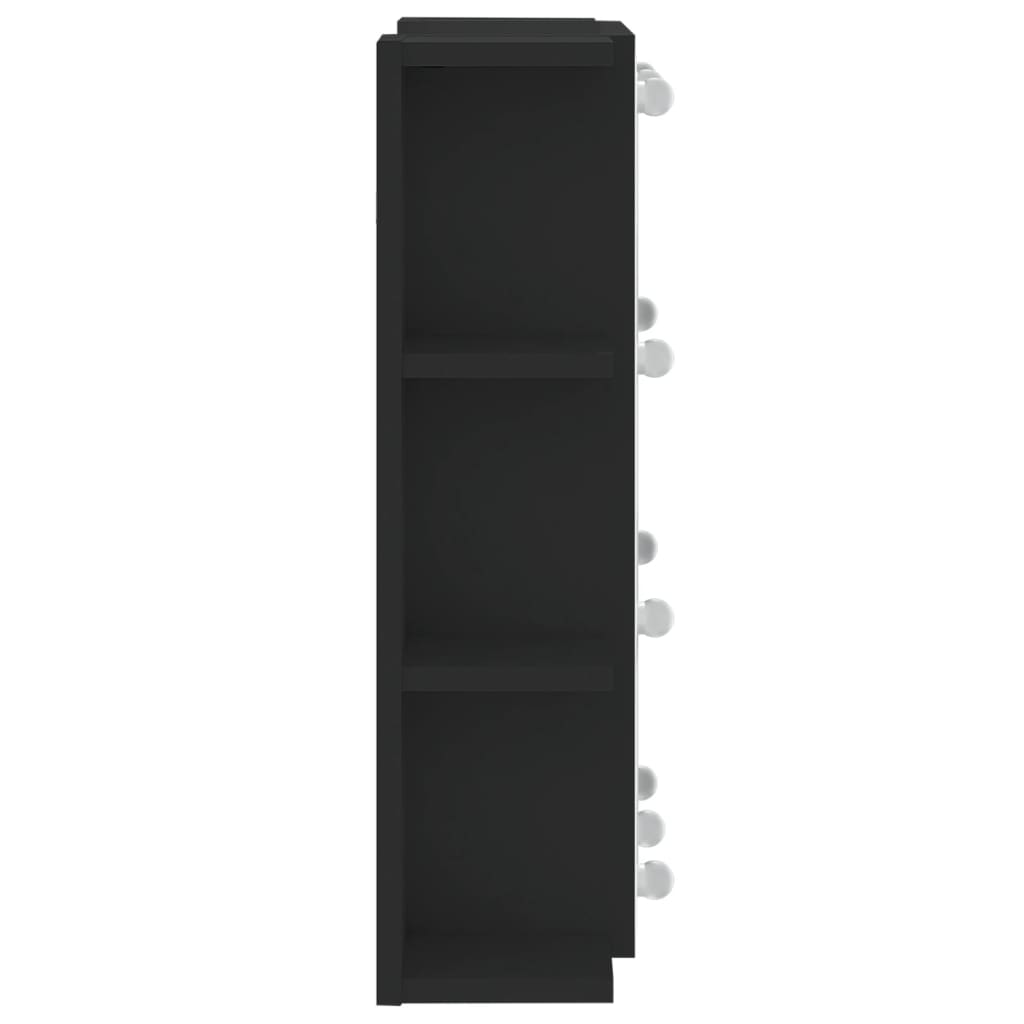 LED mirrored cabinet, black, 70x16.5x60cm