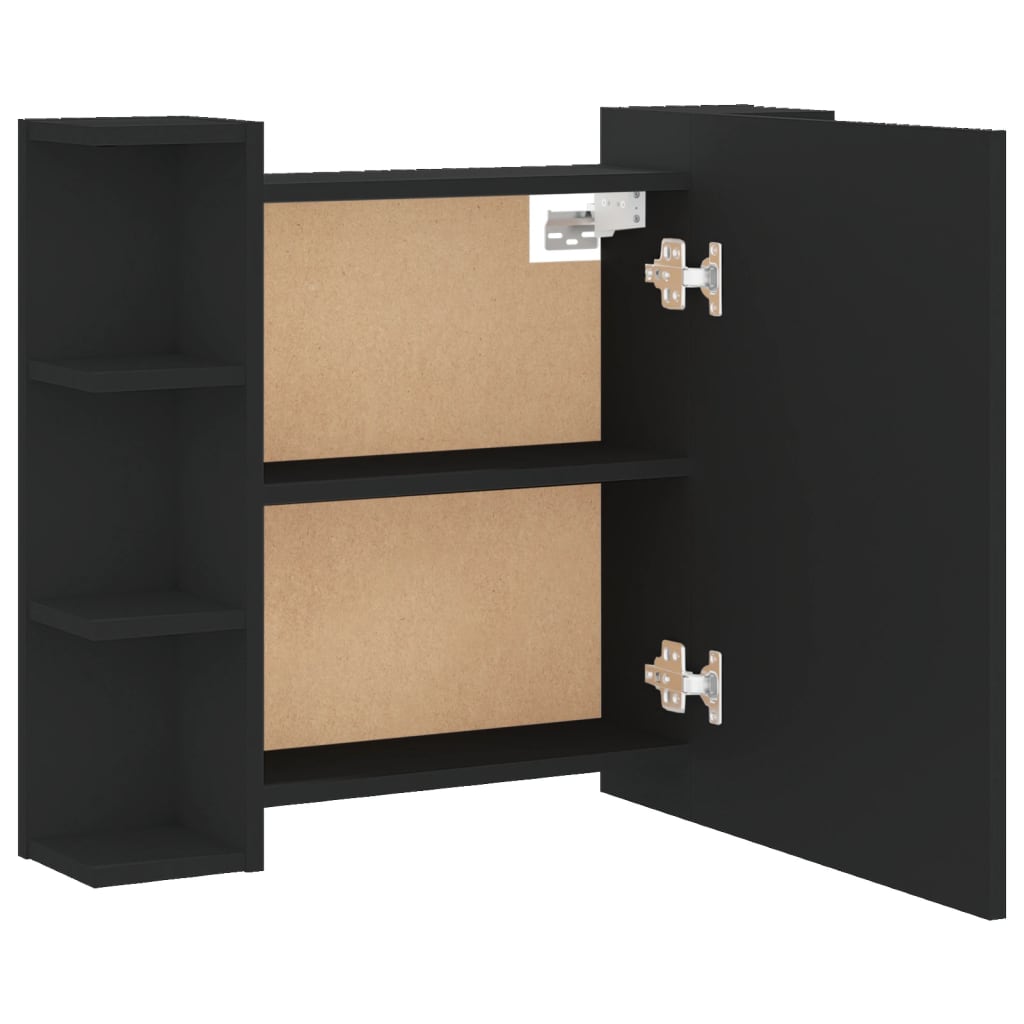 LED mirrored cabinet, black, 70x16.5x60cm