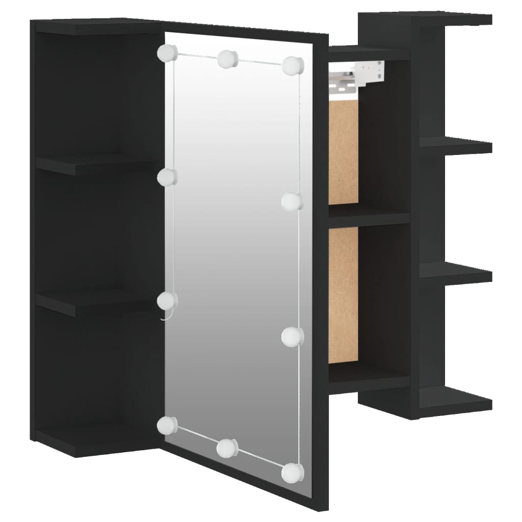 LED mirrored cabinet, black, 70x16.5x60cm