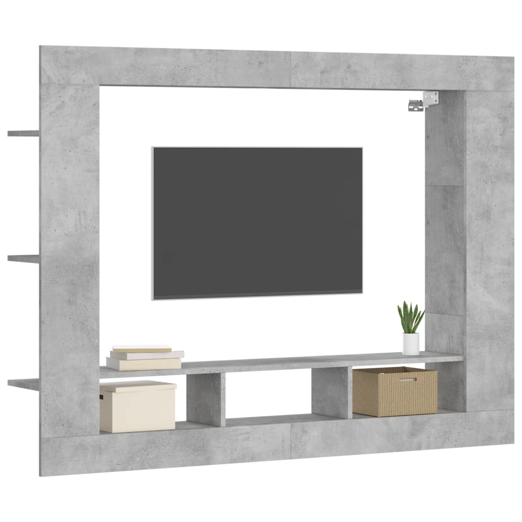 TV cabinet, concrete grey, 152x22x113cm, wood