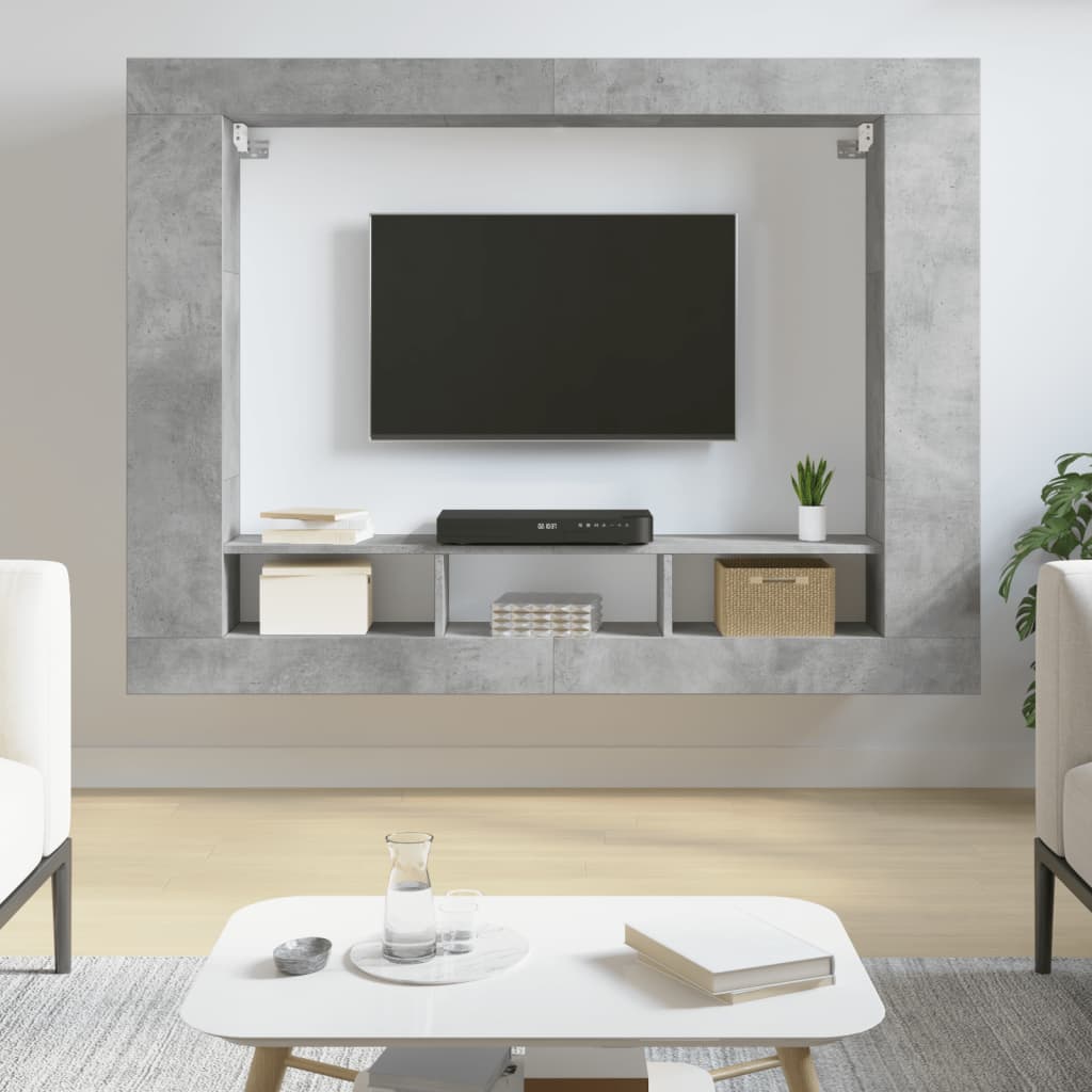 TV cabinet, concrete grey, 152x22x113cm, wood