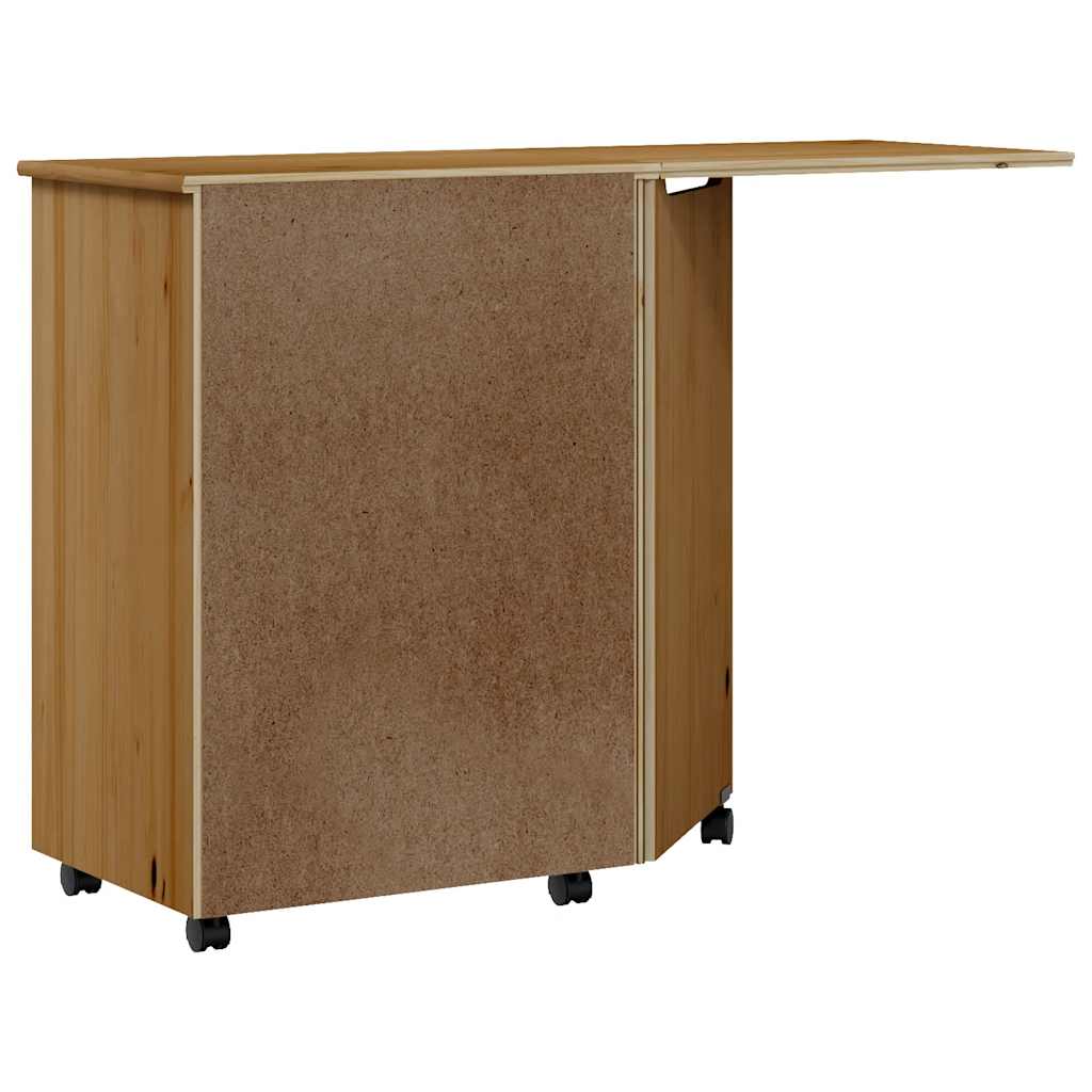 Cabinet with castors and table MOSS, brown, solid pine