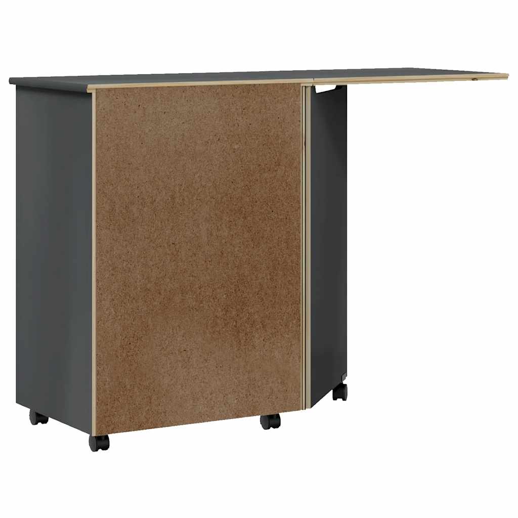 Cabinet with castors and table MOSS, grey, solid pine