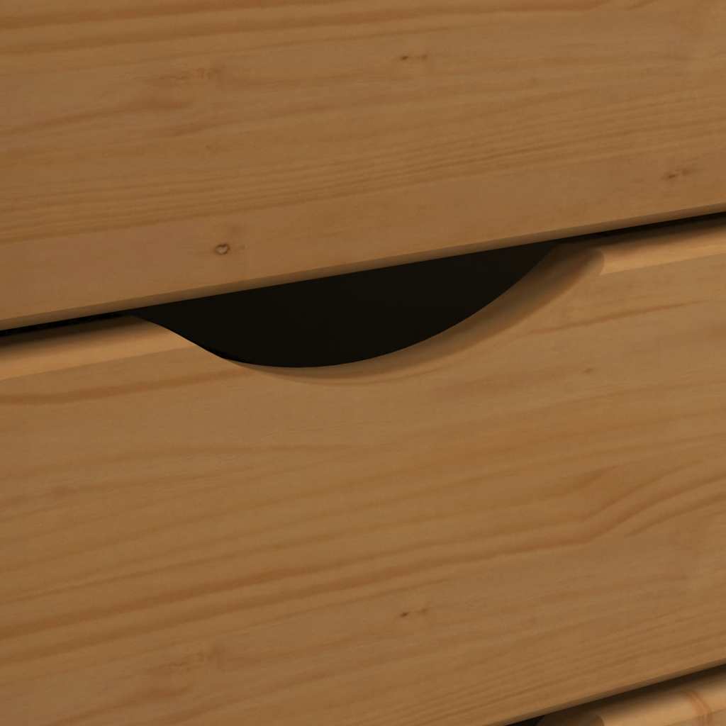 MOSS cabinet with castors and drawers, brown, solid pine