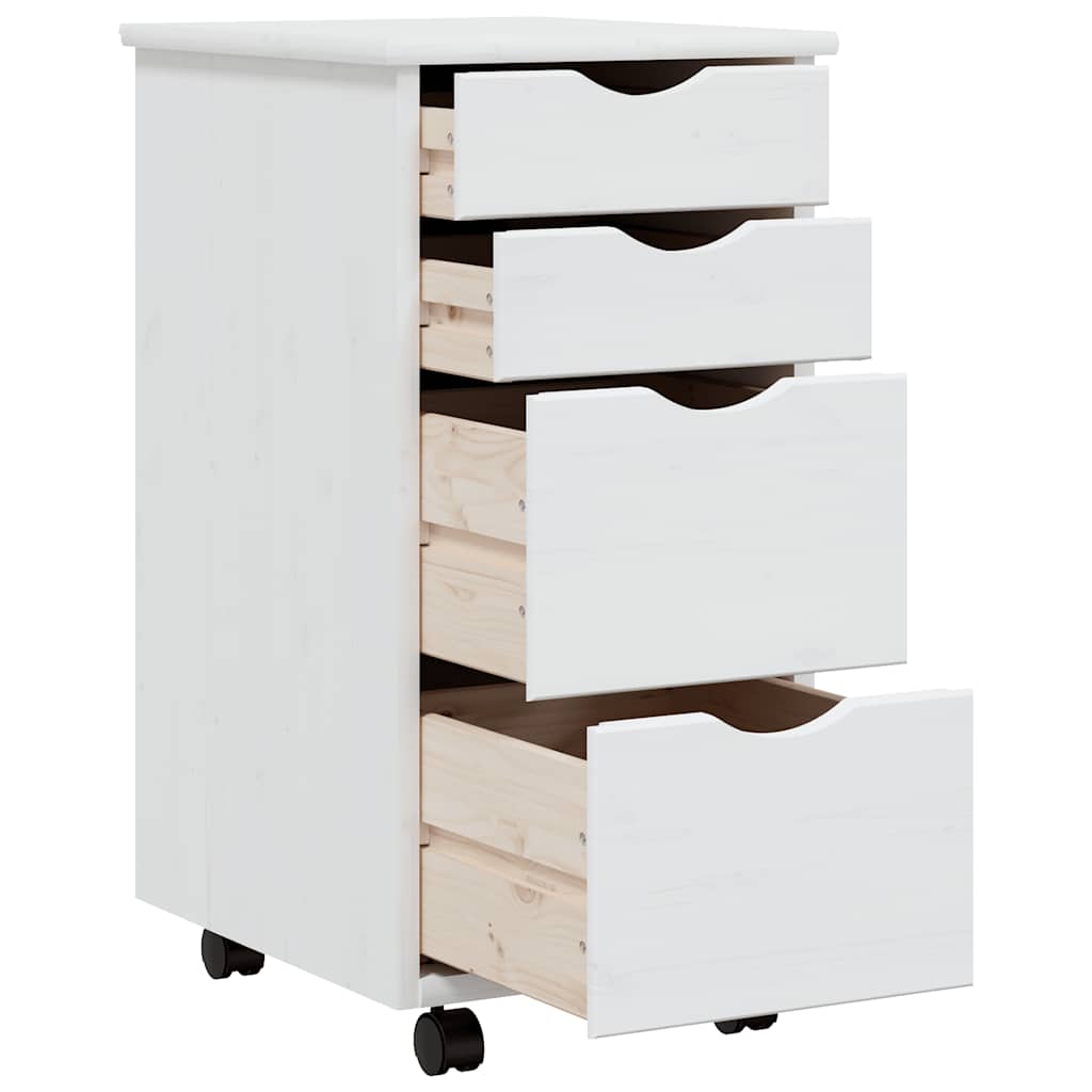 Cabinet with castors MOSS, white, solid pine