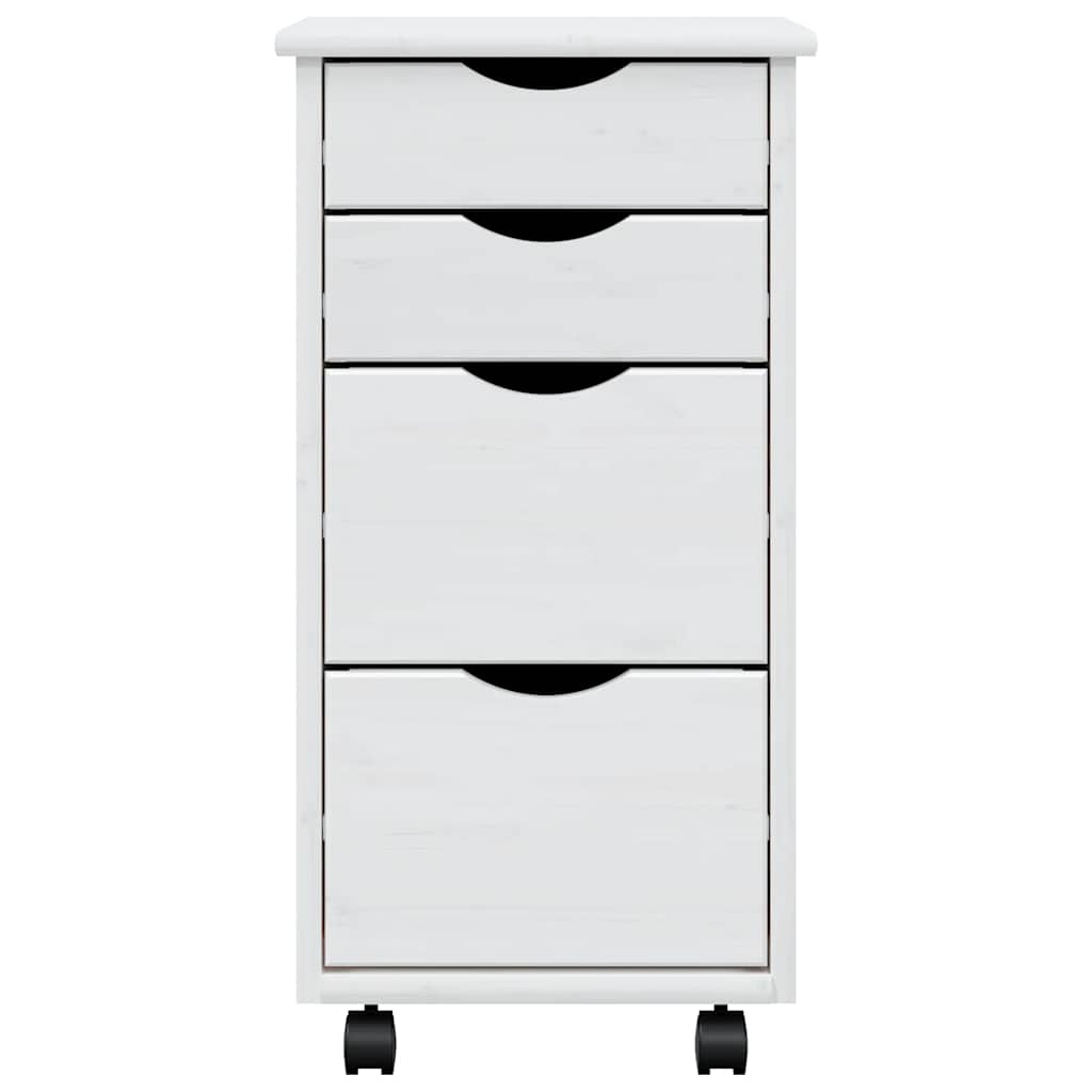 Cabinet with castors MOSS, white, solid pine