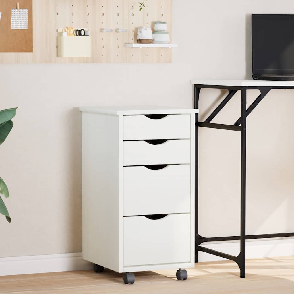 Cabinet with castors MOSS, white, solid pine