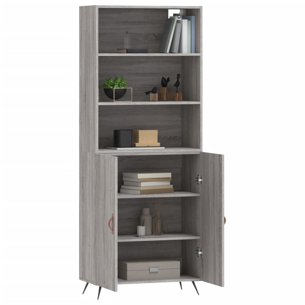 Chest of drawers, grey oak, 69.5x34x180cm, engineered wood