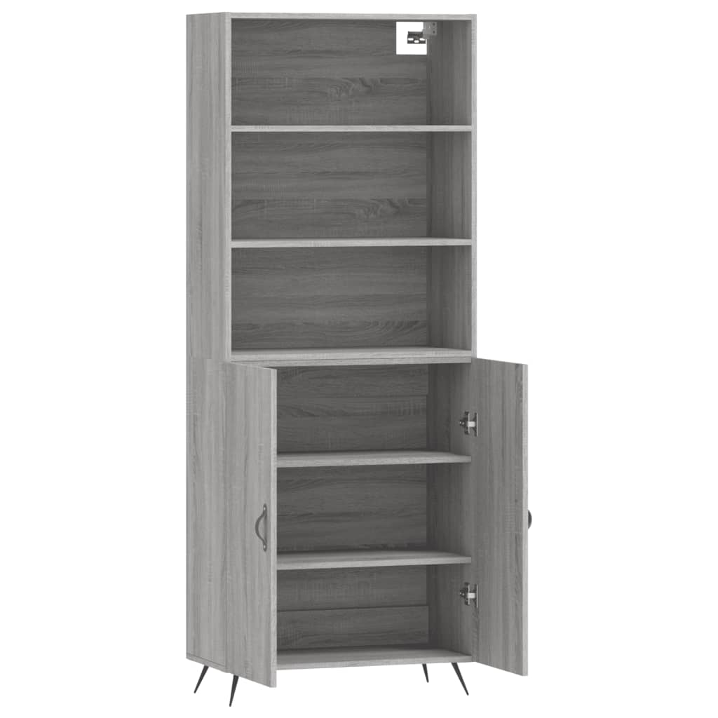Chest of drawers, grey oak, 69.5x34x180cm, engineered wood