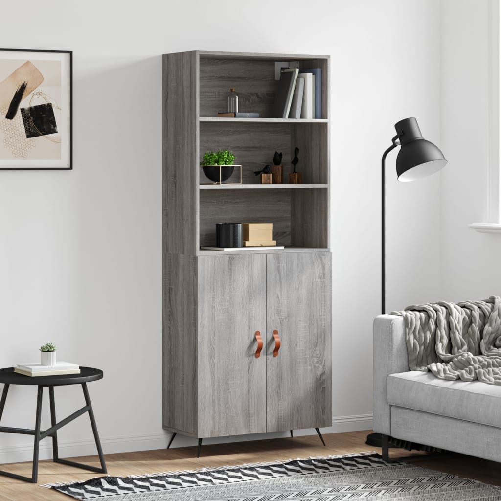 Chest of drawers, grey oak, 69.5x34x180cm, engineered wood