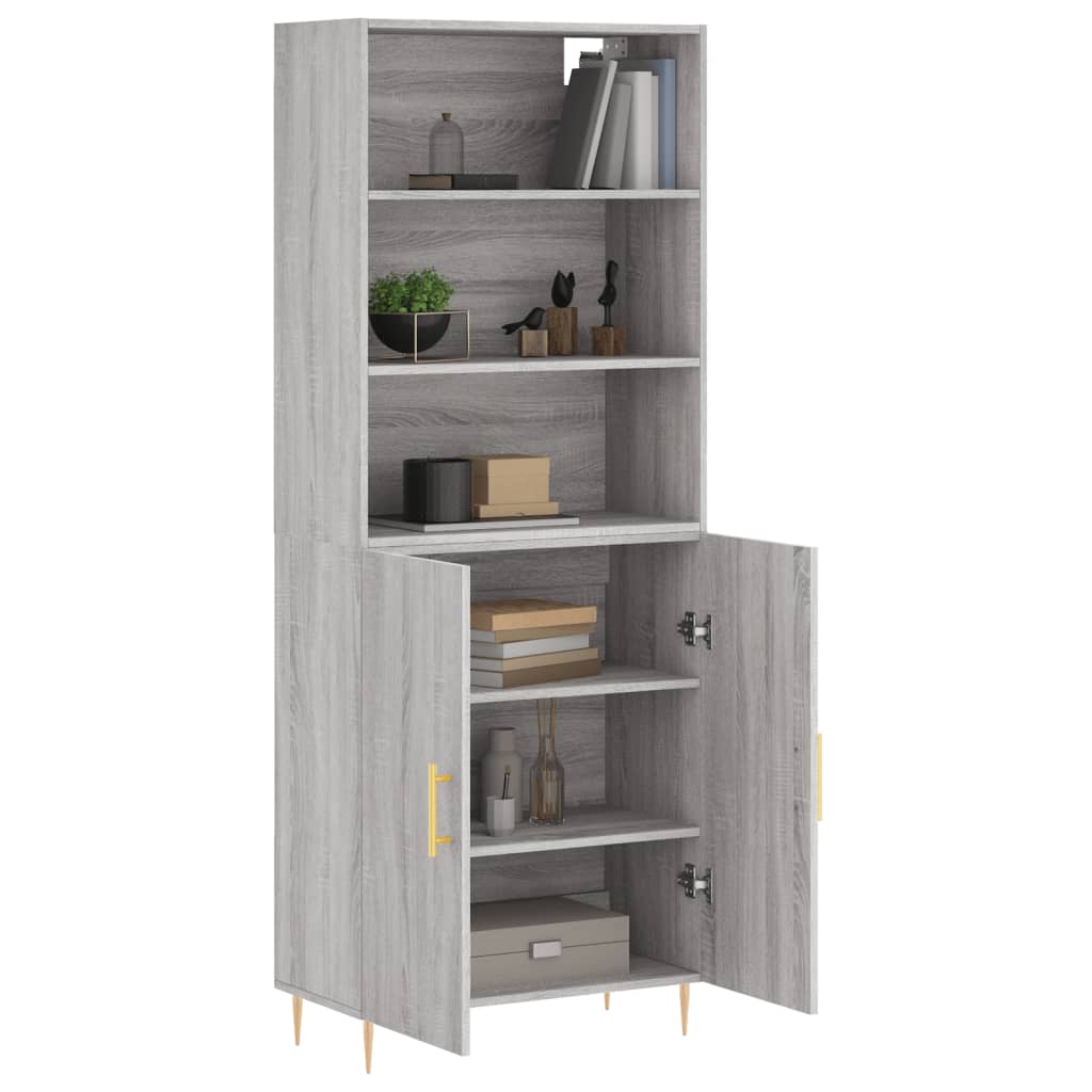 Chest of drawers, grey oak, 69.5x34x180cm, engineered wood