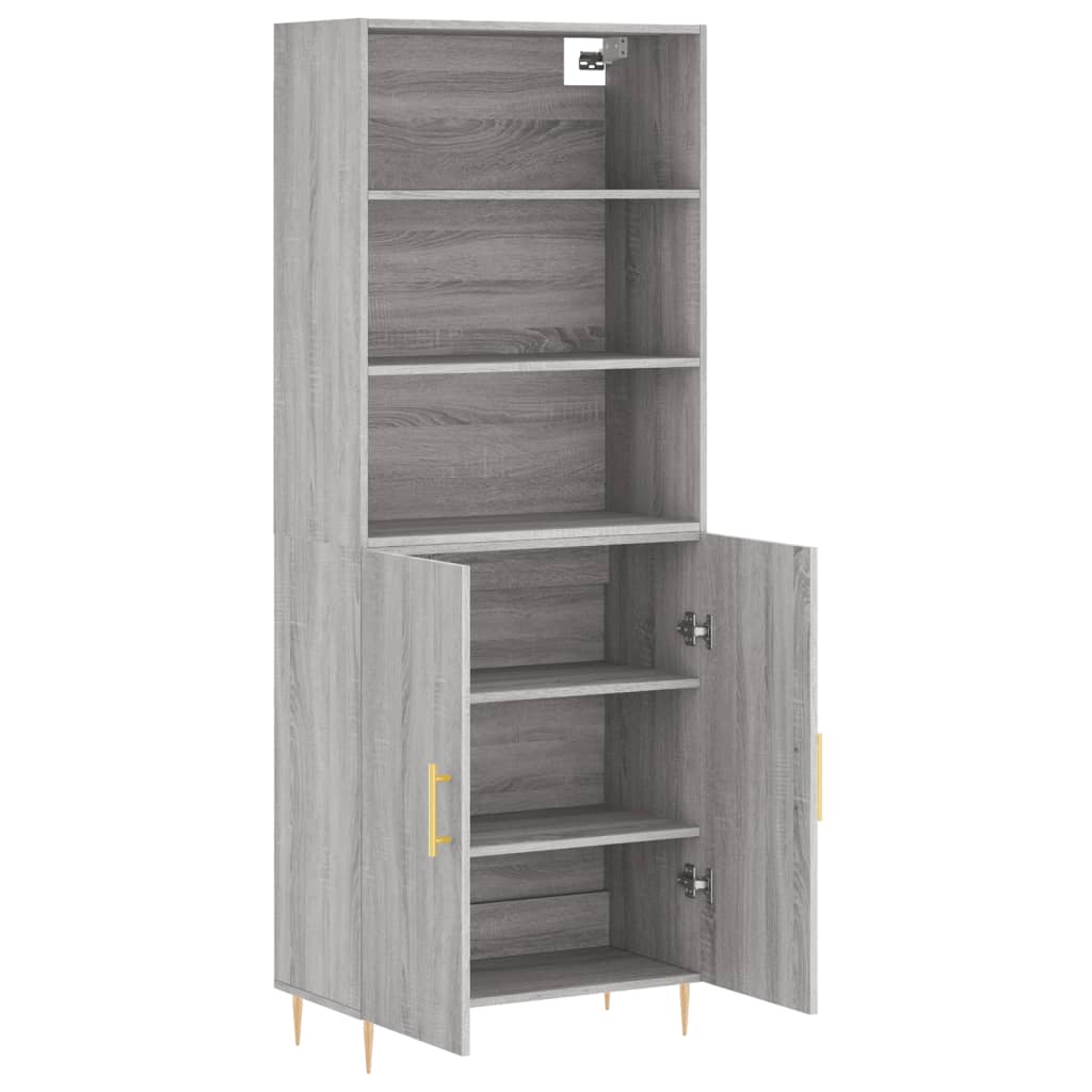 Chest of drawers, grey oak, 69.5x34x180cm, engineered wood