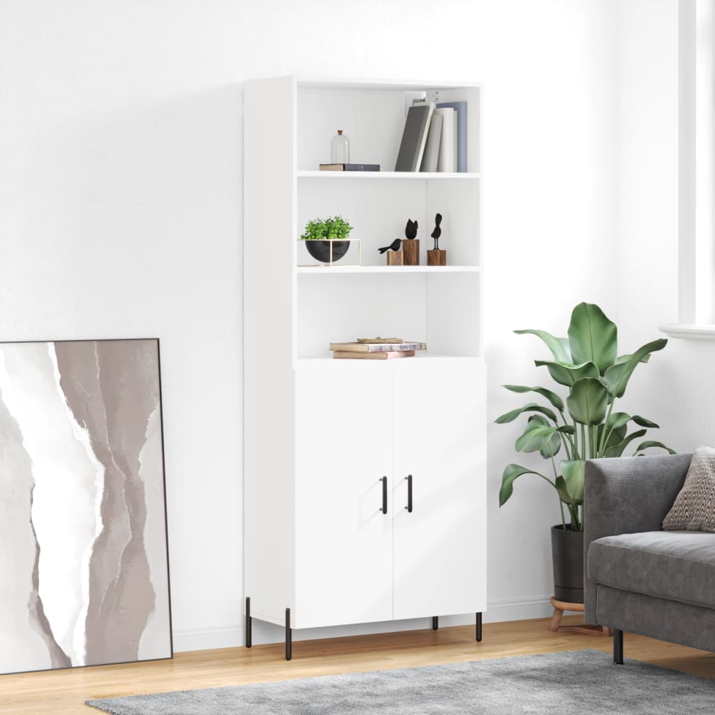 Chest of drawers, white, 69.5x34x180cm, engineered wood